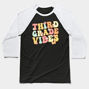 Third Grade Vibes  Team 3rd Grade Teacher Kids Retro Baseball T-Shirt